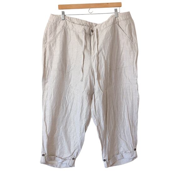 Lane Bryant Pants - Lane Bryant Womens Linen Cropped Culotte‎ Pants Gold Cream Beachy Casual 18 20